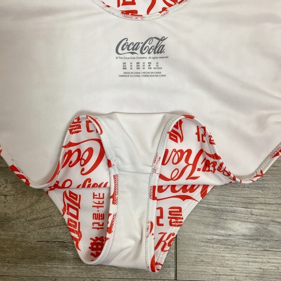 Coca Cola Women’s White with Red Logo Print Bodysuit &/or Swimsuit - Picture 2 of 4